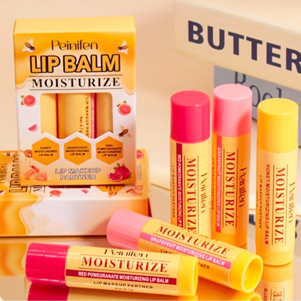 Lip Balm Set - Moisturizing 3 Piece Set ❤️🩷💛❤️🩷💛❤️🩷💛❤️🩷💛❤️🩷💛❤️🩷💛